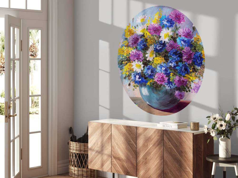 Stilleven van een vaas met kleurrijke bloemen