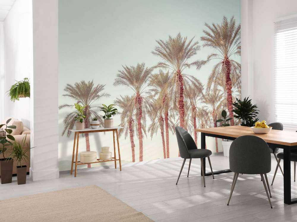 Tropische palmbomen aan de kust