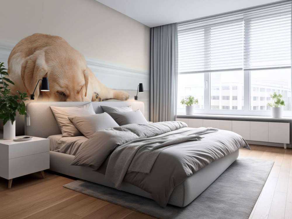 Schattige labrador is aan het eten