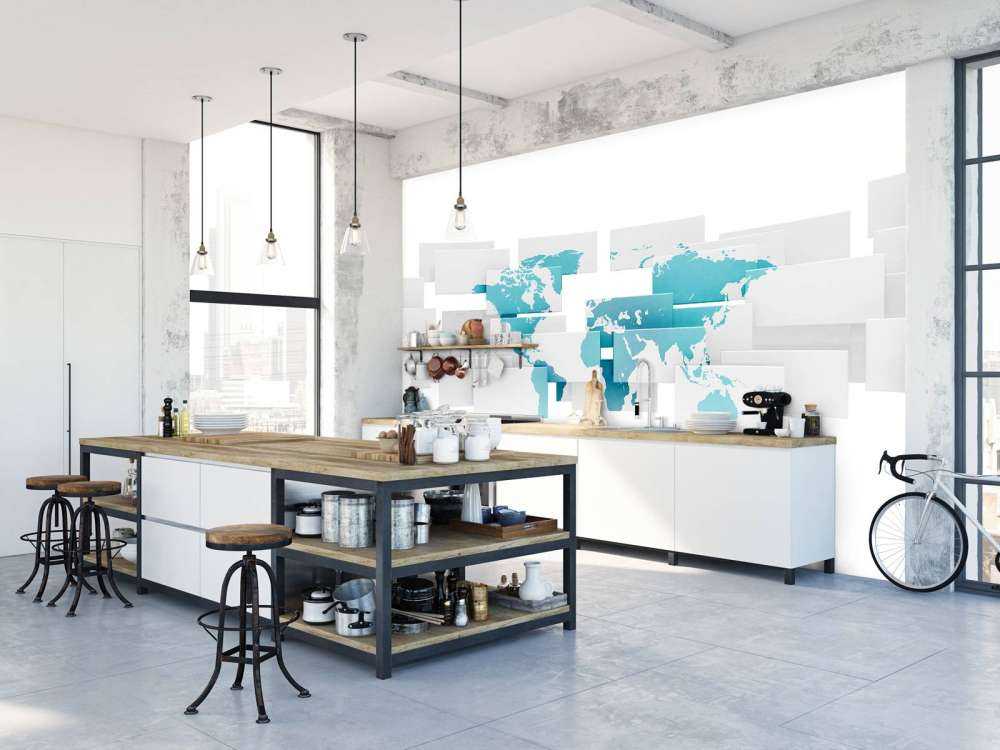 Wereldkaart op rechthoekig canvas