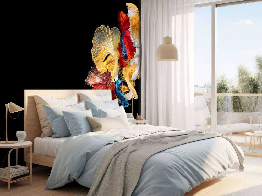 Betta vissen met een zwarte achtergrond