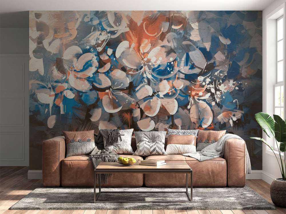 Abstract bloembladeren schilderij