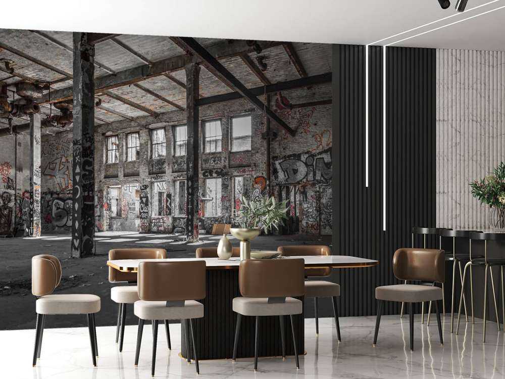 Verlaten pakhuis met graffiti