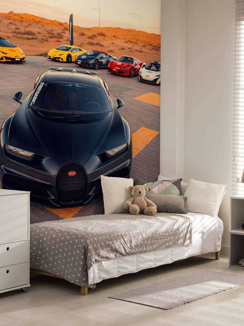 Hypercars bij zonsondergang