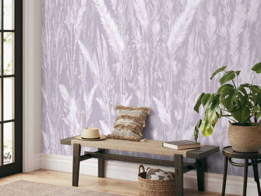 Wall of field grasses - purple