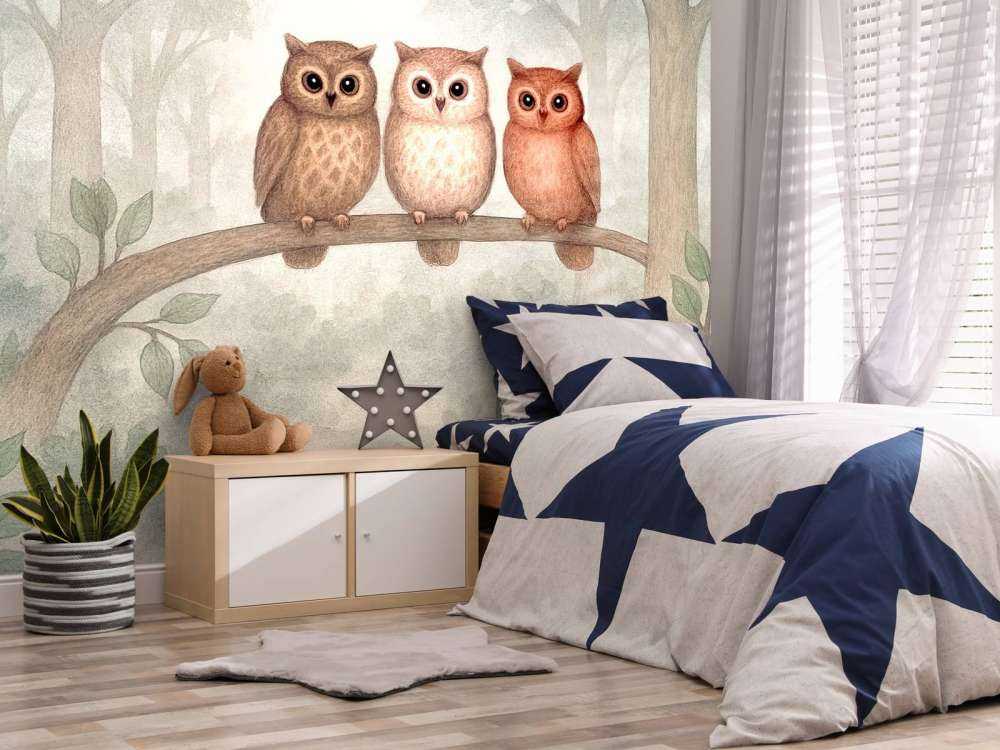 Drie uiltjes in het bos