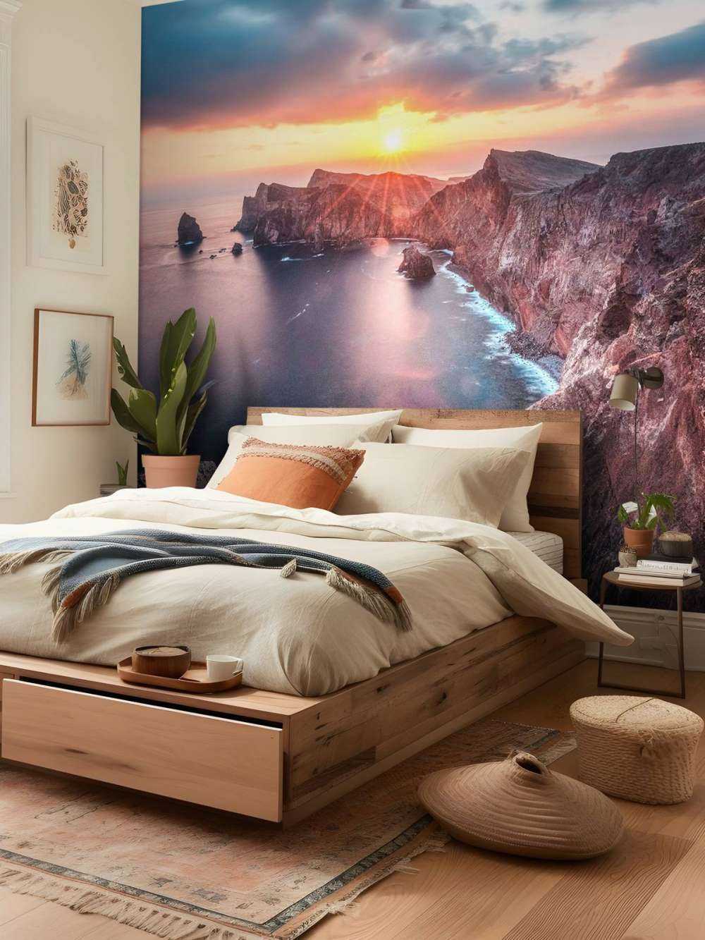 Zonsondergang boven rotskust