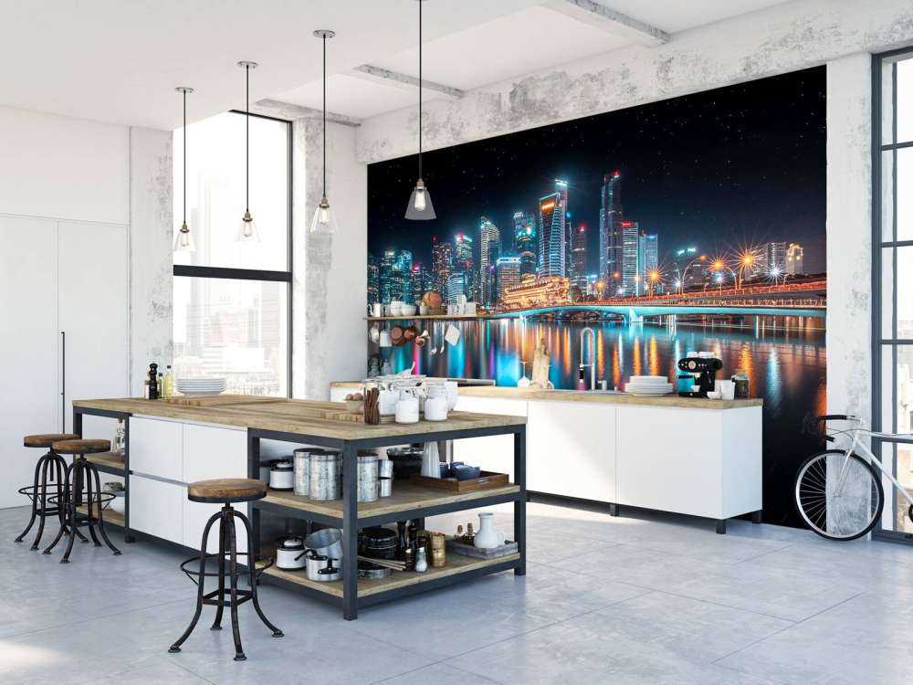 Lichtreflecties op moderne skyline