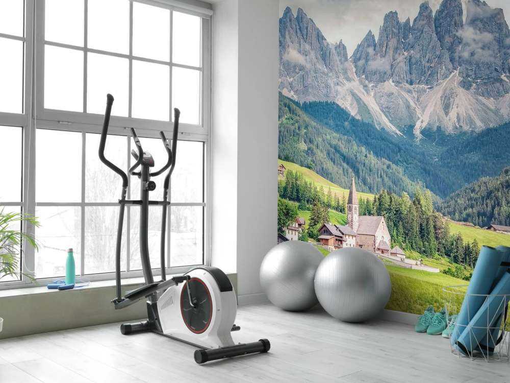 Alpendorp in groene vallei