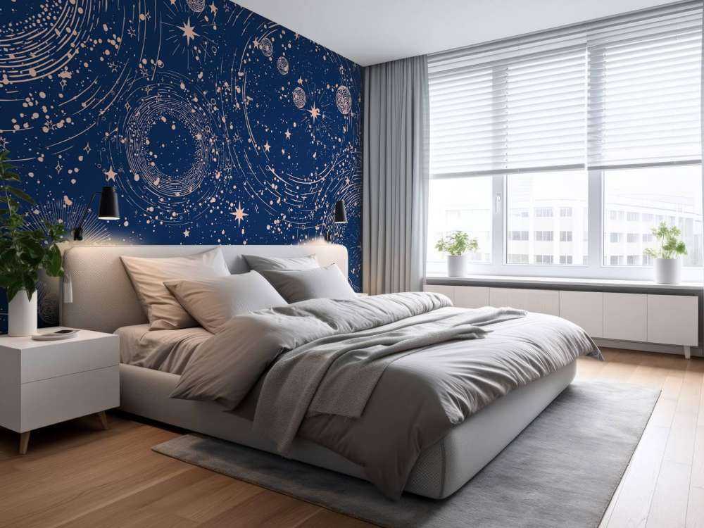 Planetenregen in middernachtblauw