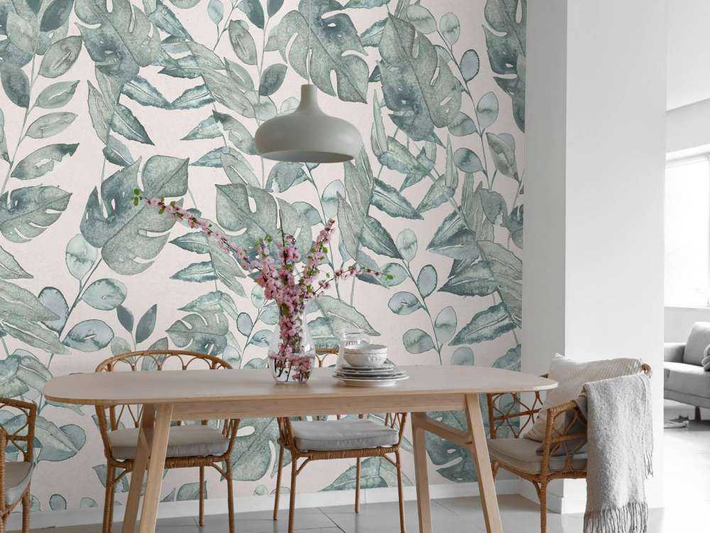 Tropisch bladmotief in waterverf