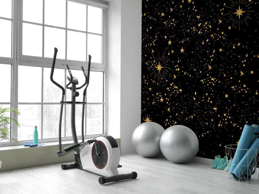 Gouden sterrenregen op zwart