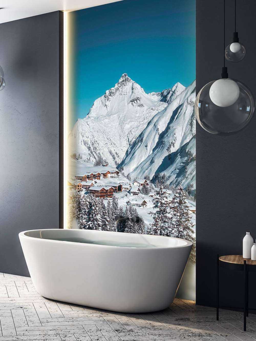 Berghutten onder winterse piek