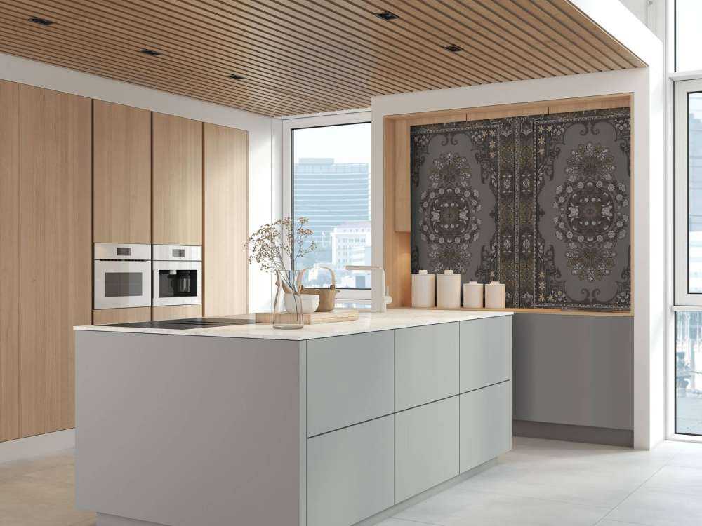 Klassieke ornamenten in donker taupe
