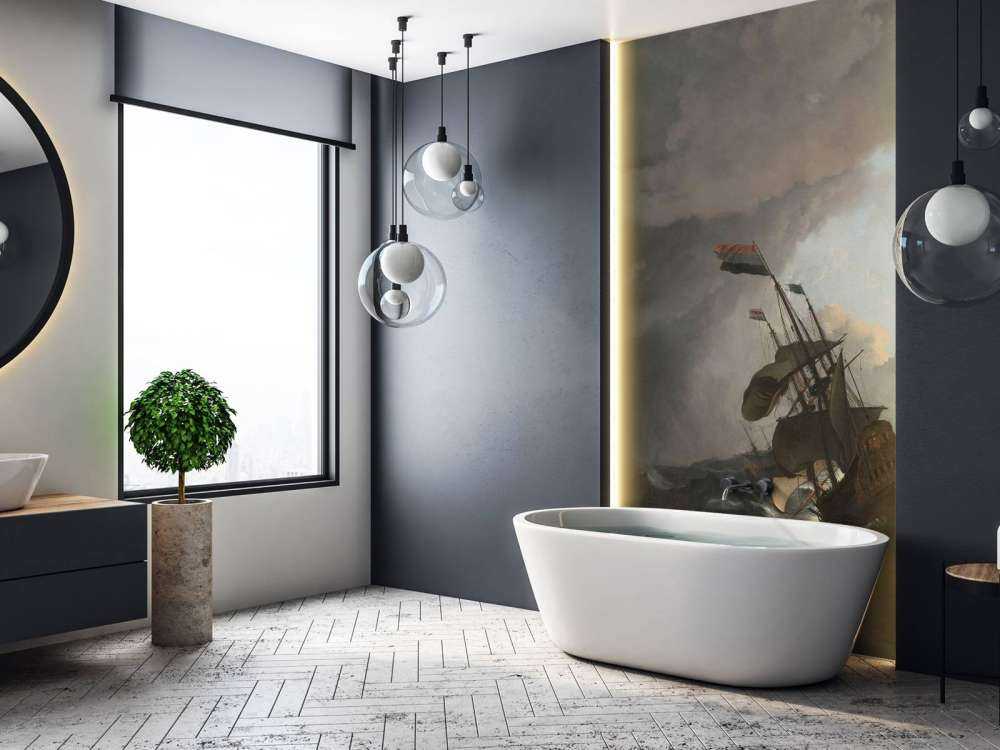 Oorlogsschepen tijdens een storm