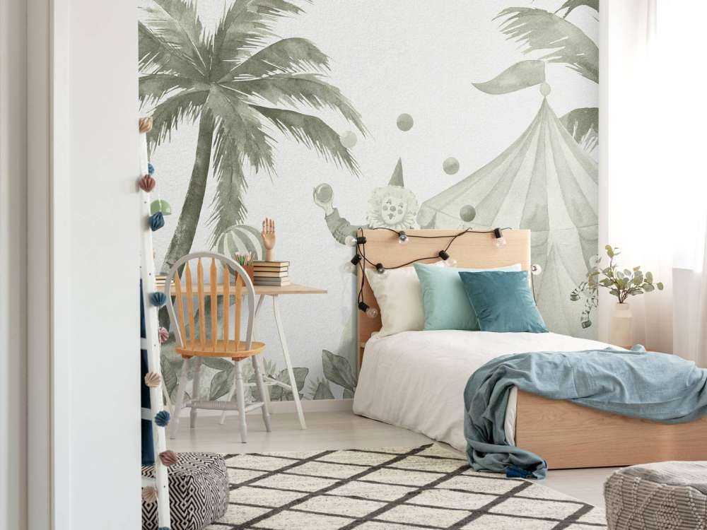 Vrolijke circus dieren in groen