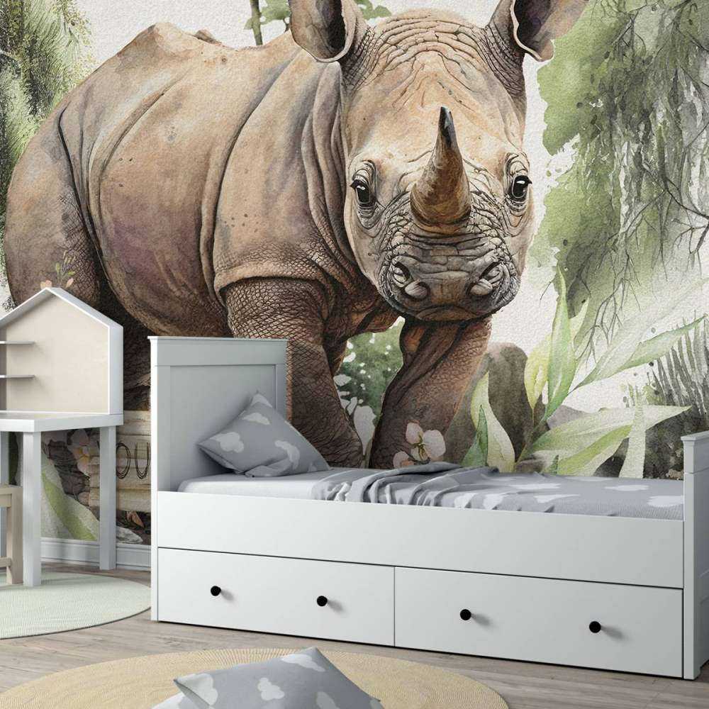 Baby neushoorn op de savanne