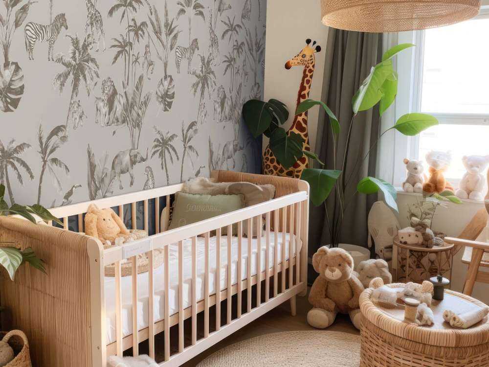 Dierenjungle patroon taupe