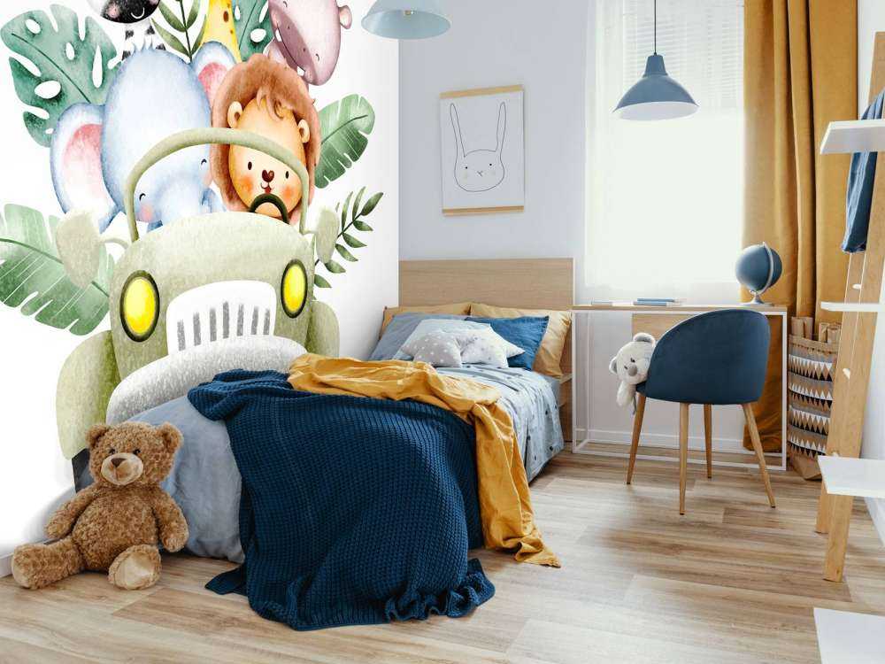 Safari dieren in jeep