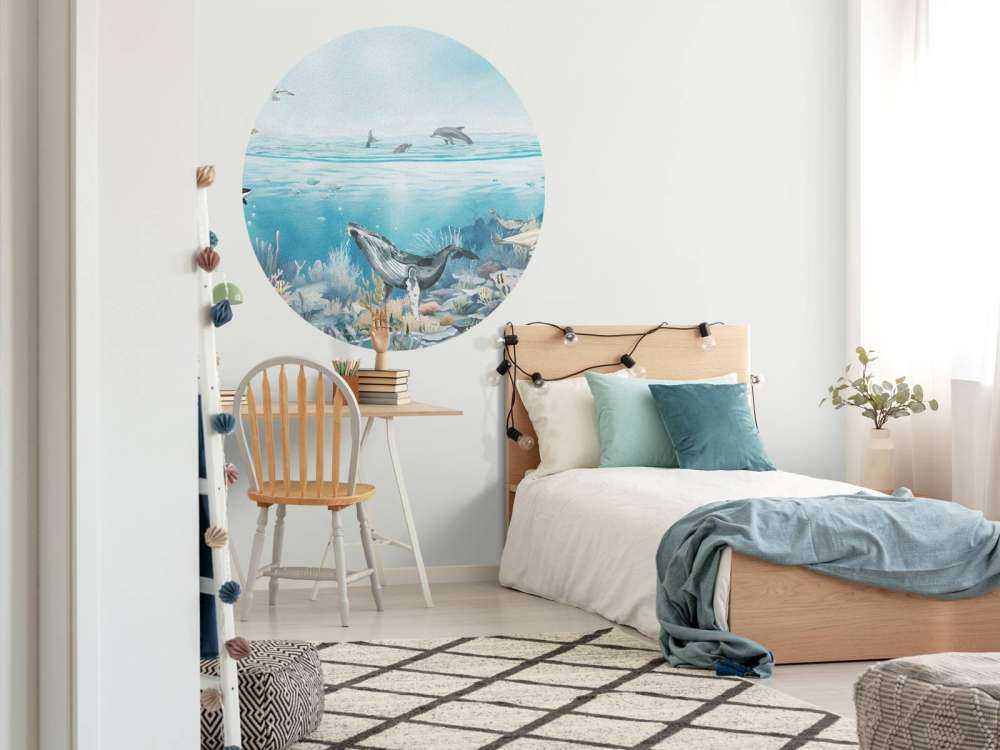 Oceaan landschap met dieren in kleur