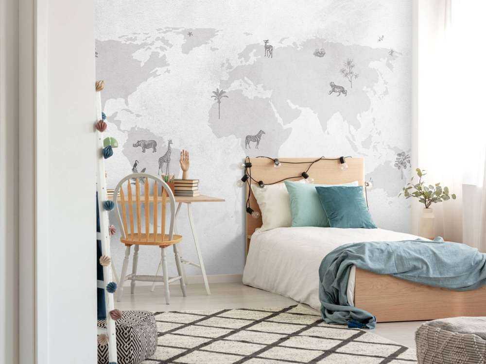 Wereldkaart sketch grijs