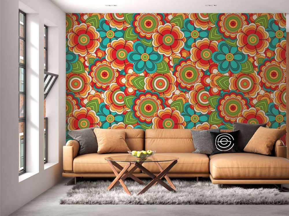Kleurrijke retro bloemen