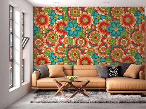 Kleurrijke retro bloemen