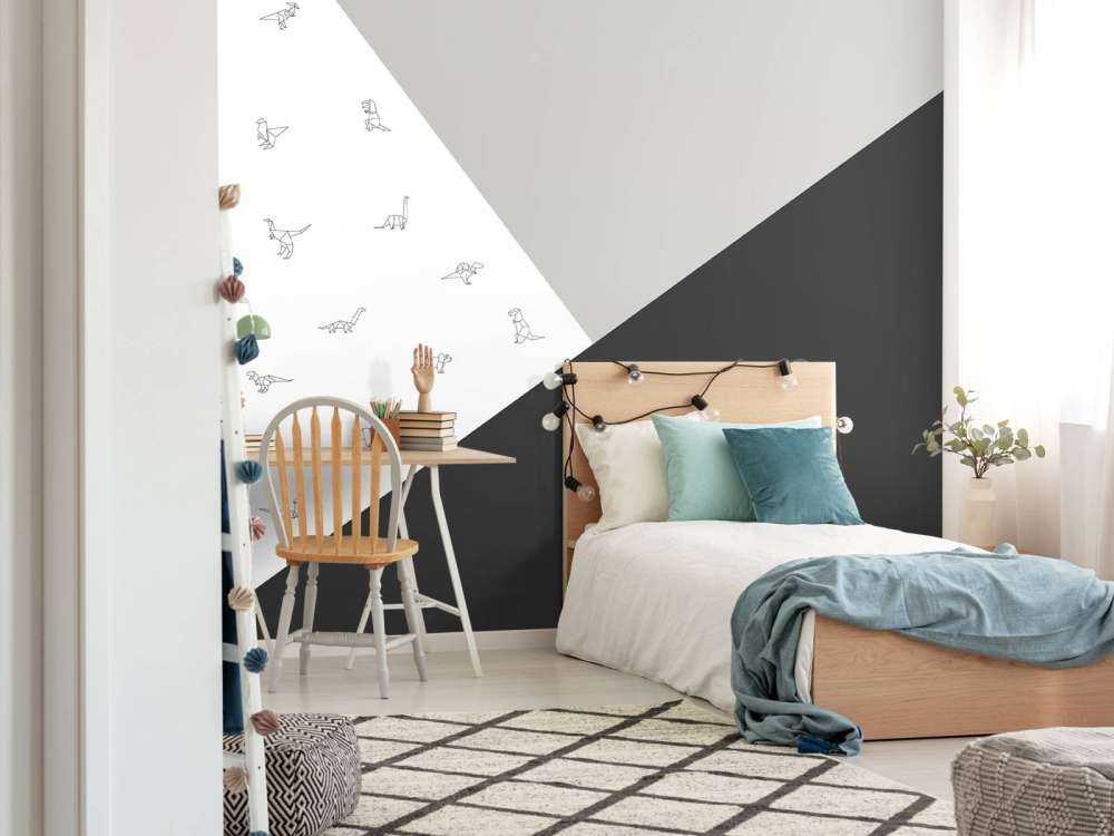 Zwart-wit driehoeken met dino's