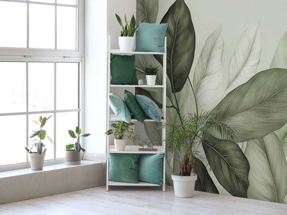 Soft botanical foliage green tranquility