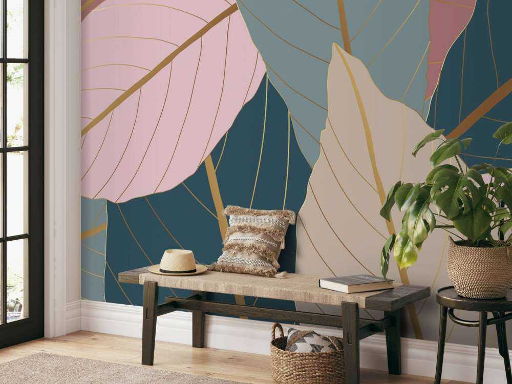 Tropische bladeren met goud