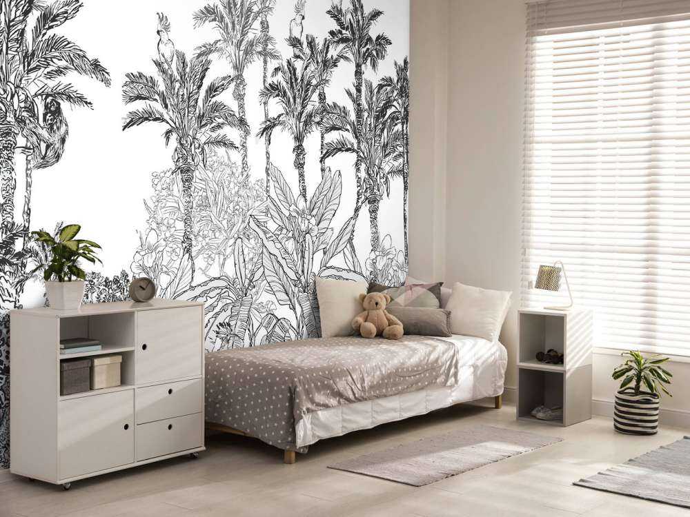 Getekende jungle in zwart-wit