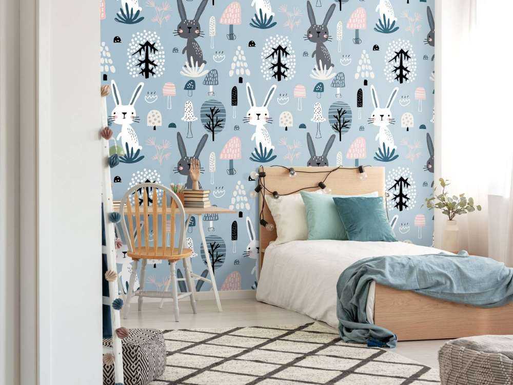 Blauw konijnen patroon