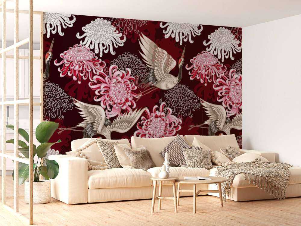 Kraanvogel patroon roze