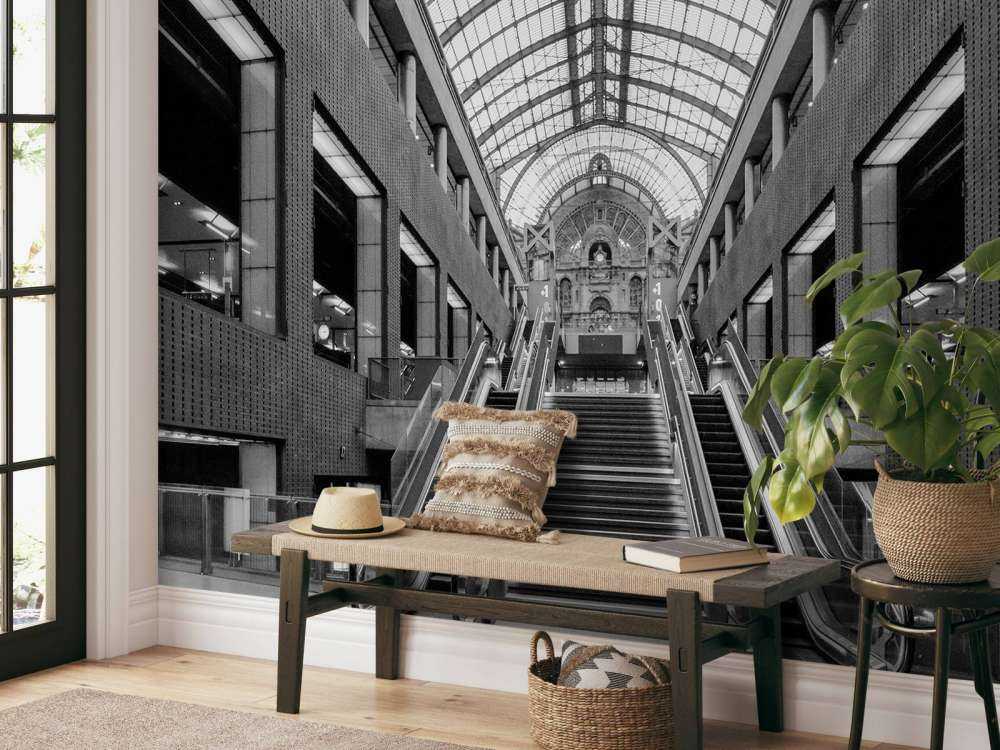 Antwerpen centraal station zwart wit