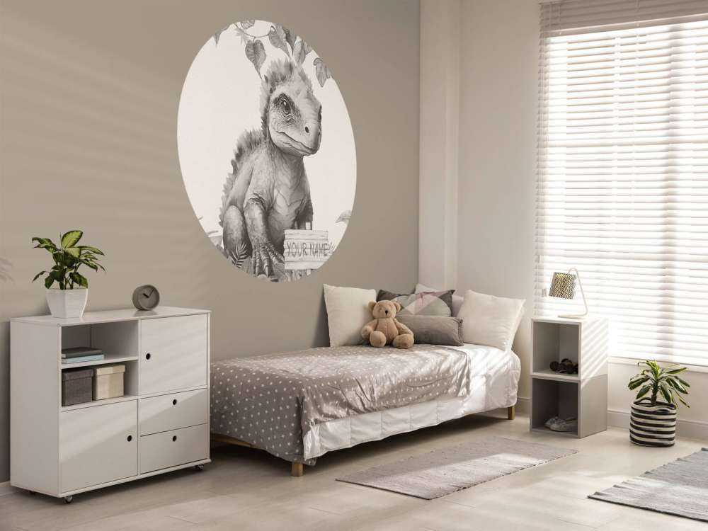 Baby ankylosaurus in de jungle beige