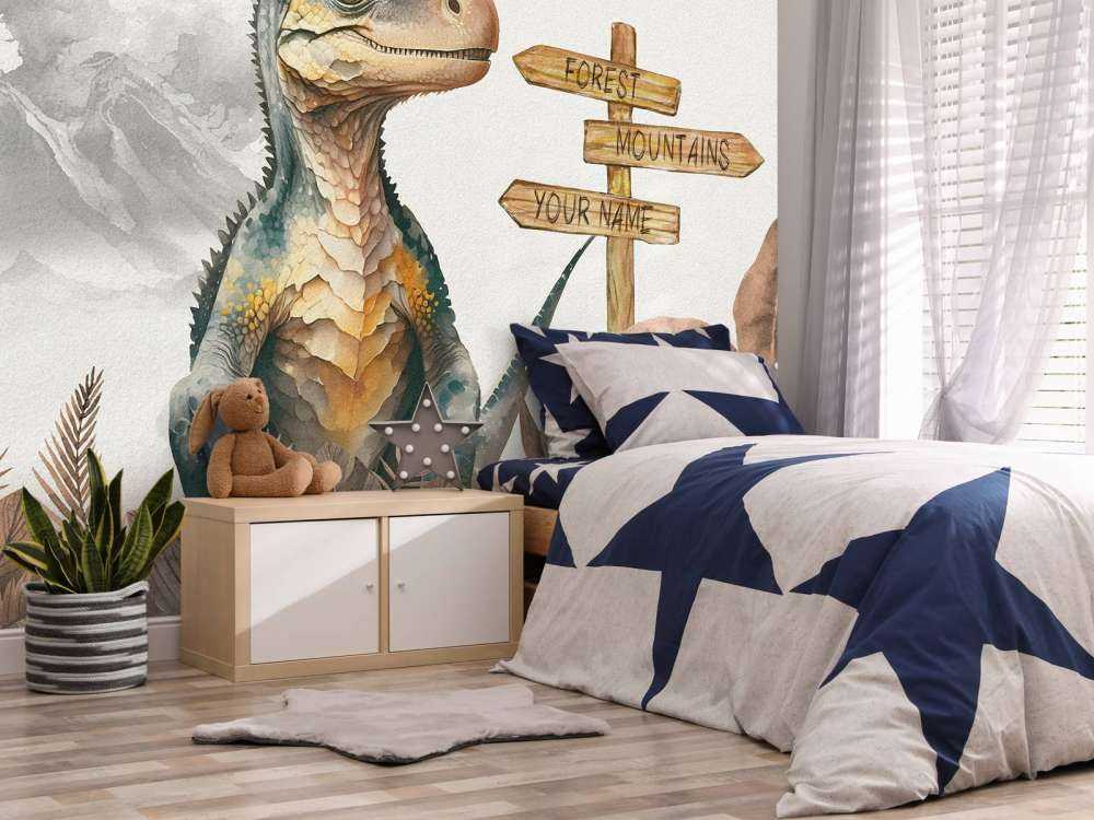 Baby velociraptor in de jungle taupe