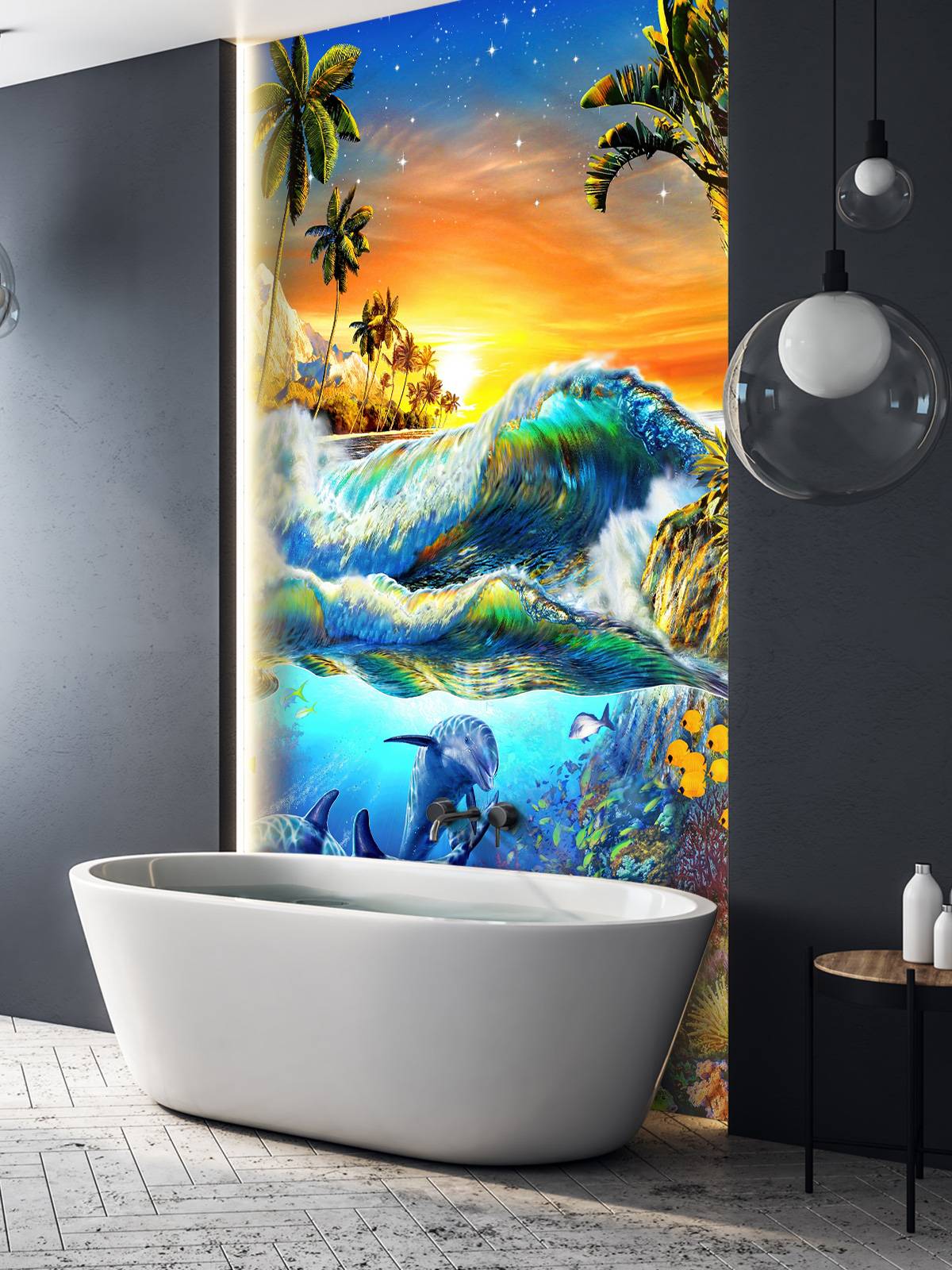 Hawaian Dawn_Waves and Dolphins
