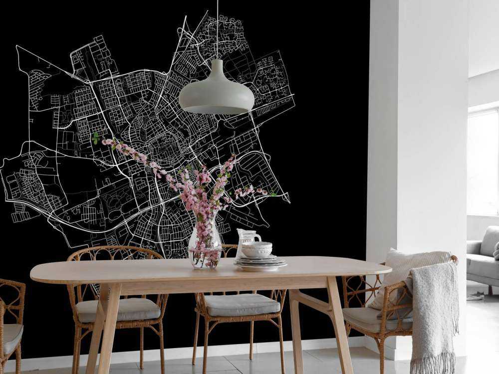 Plattegrond van Groningen, zwart