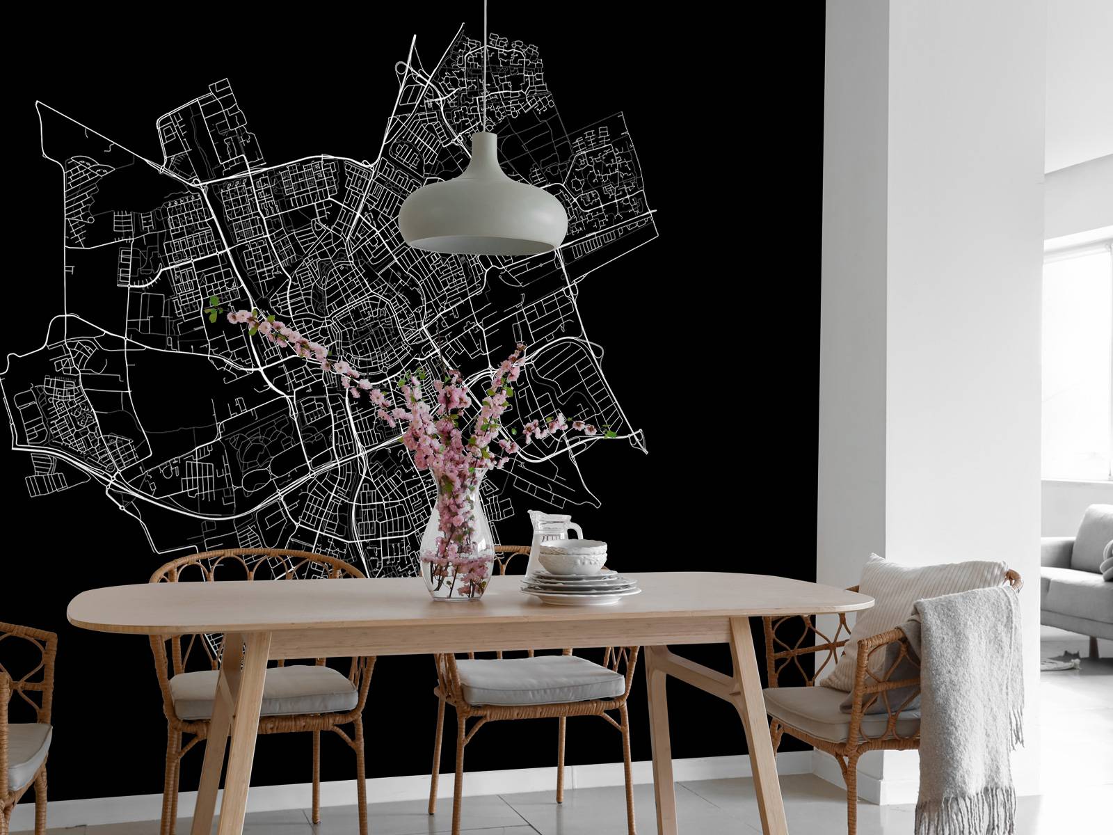 Plattegrond van Groningen, zwart