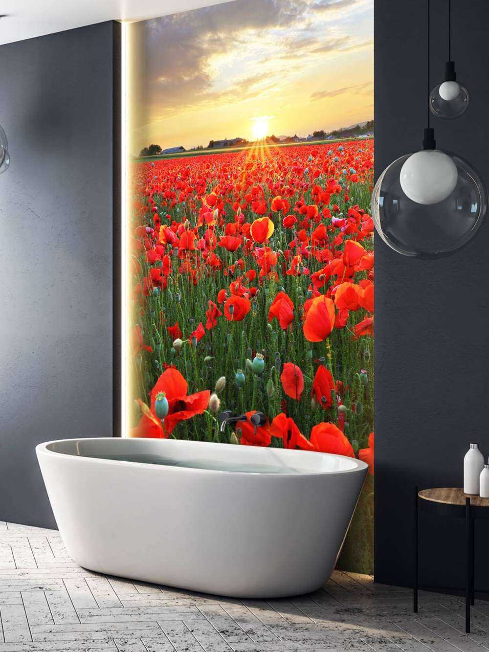 Klaprozen bij ondergaande zon