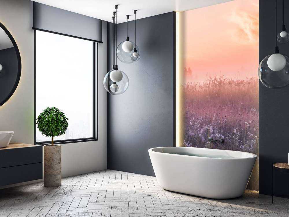 Veld met ochtendnevel