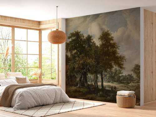 Boslandschap met boerenhoeven