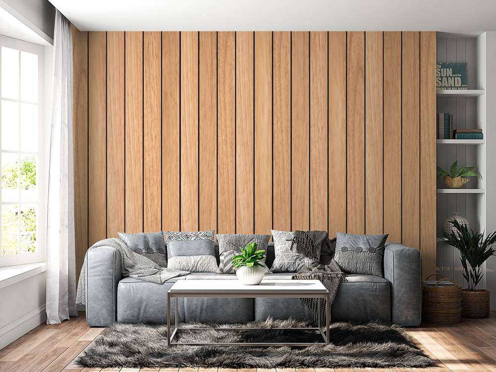 Lichte verticale houten planken