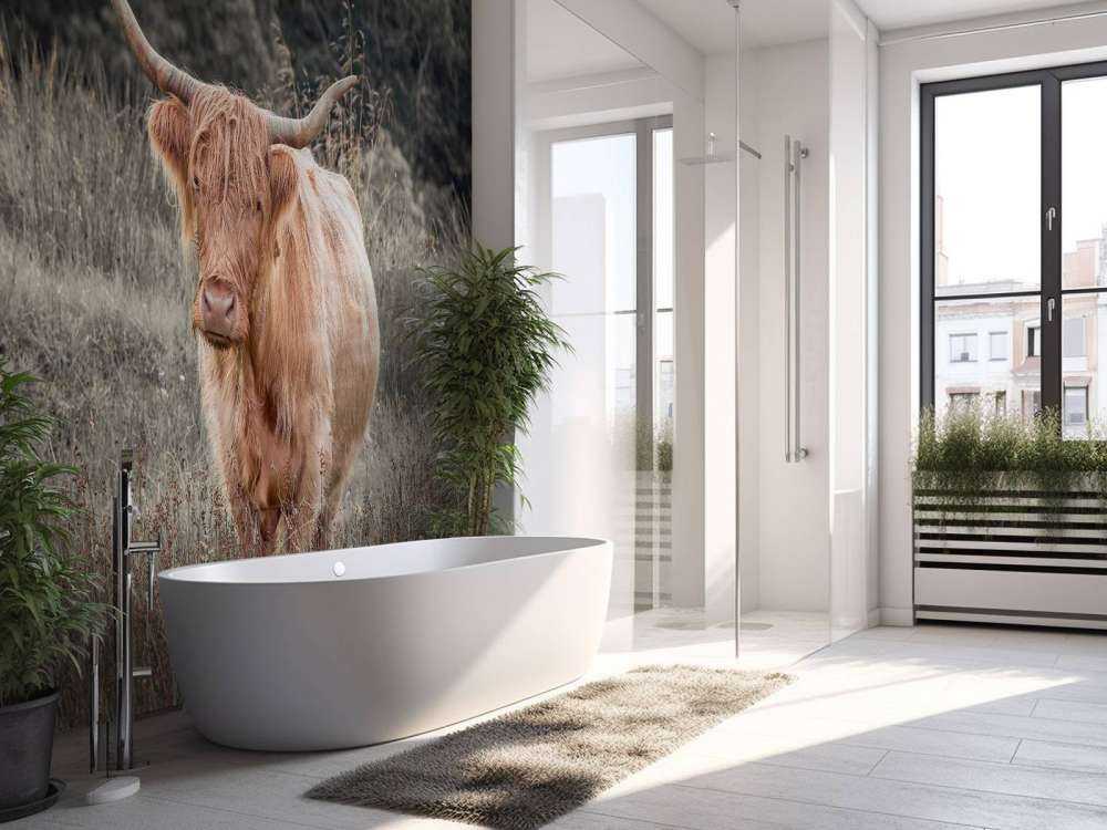 Schotse hooglander in een veld