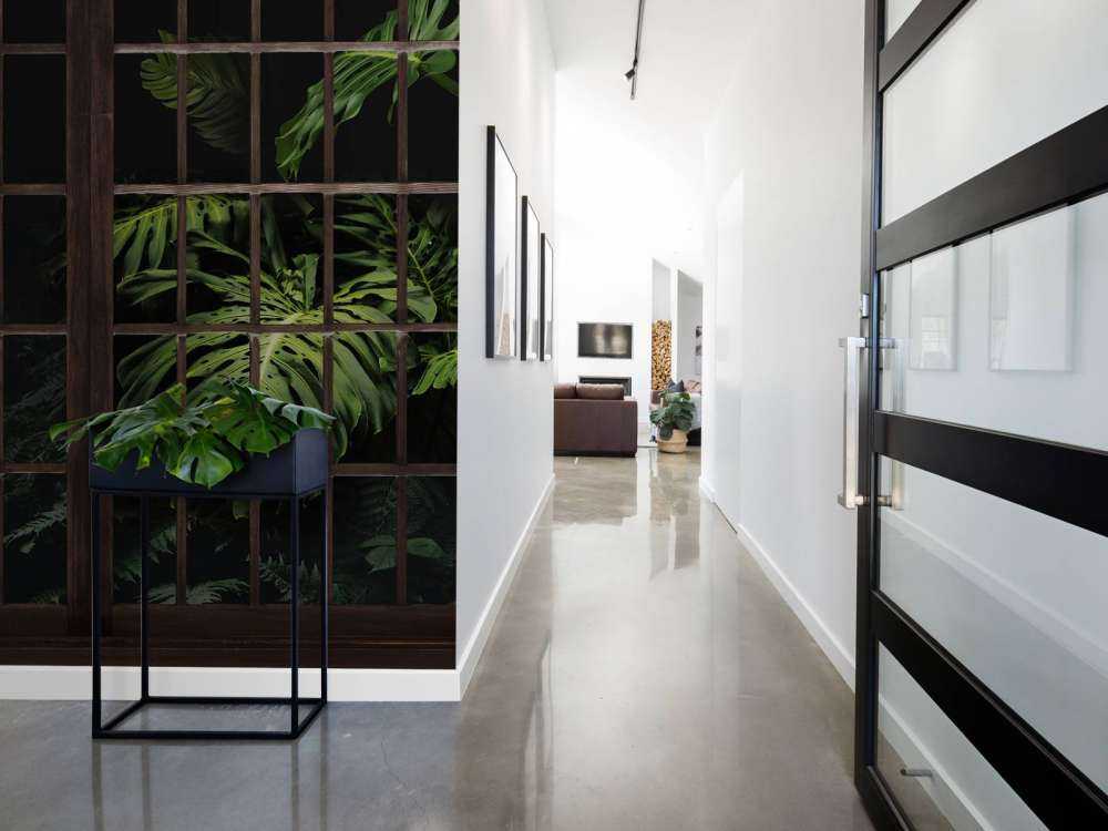 Botanische planten achter ramen