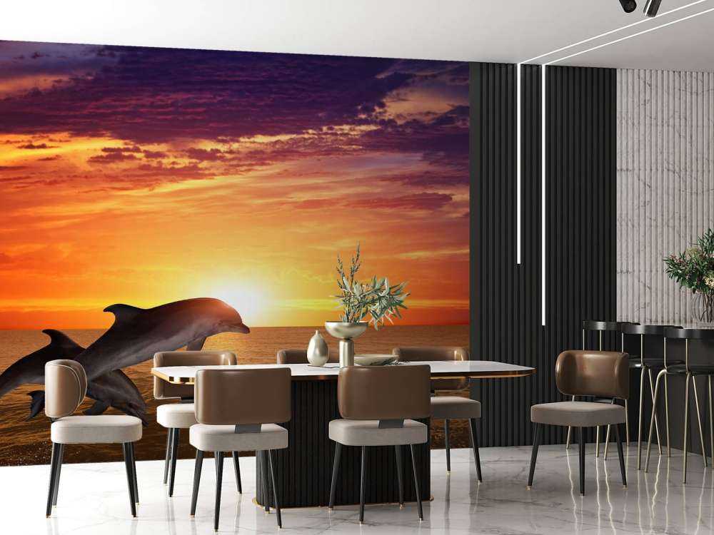 Dolfijnen in avondzon