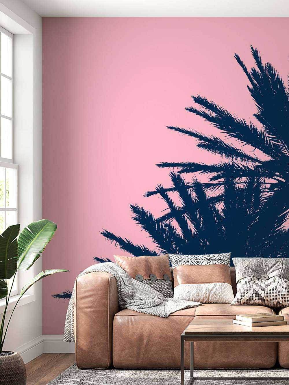 Palmbomen met roze achtergrond