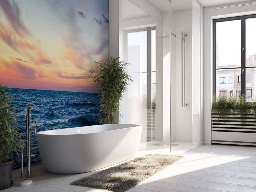 Zonsondergang op open zee