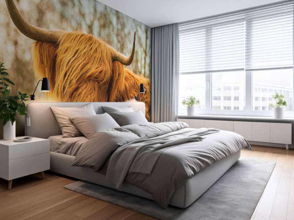 Schotse Hooglander bij zonsopkomst