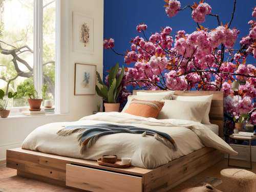 Roze bloesem met blauwe lucht